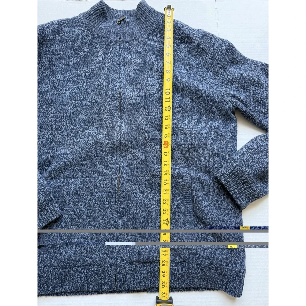 LL Bean Lambs Wool Flannel Lined Sweater Mens Size XXL Tall Full Zip Blue